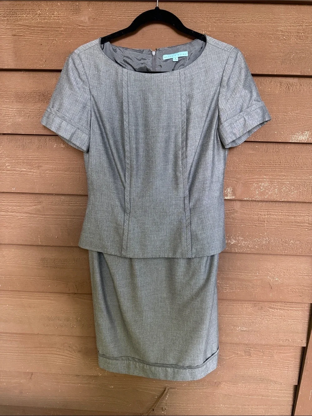 ANTONIO MELANI Gray Short-Sleeve Peplum Dress size 6